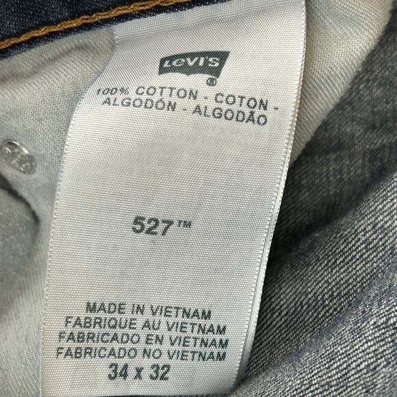 Levi's 527 Low Boot Cut Blue Denim Jeans 100% Cotton Men's Size 34x32 - Picture 9 of 11